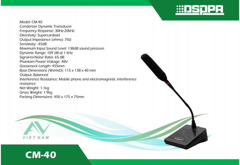 DSPPA CM-40 - Micro để bục có dây
