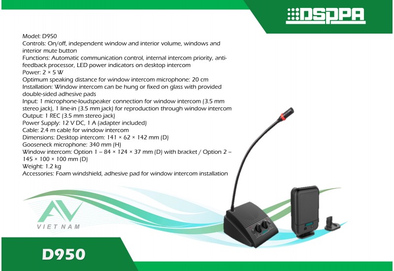 DSPPA D950 - Micrô liên lạc nội bộ