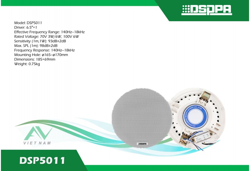 DSPPA DSP5011 - Loa âm trần không viền 6,5 inch 6W