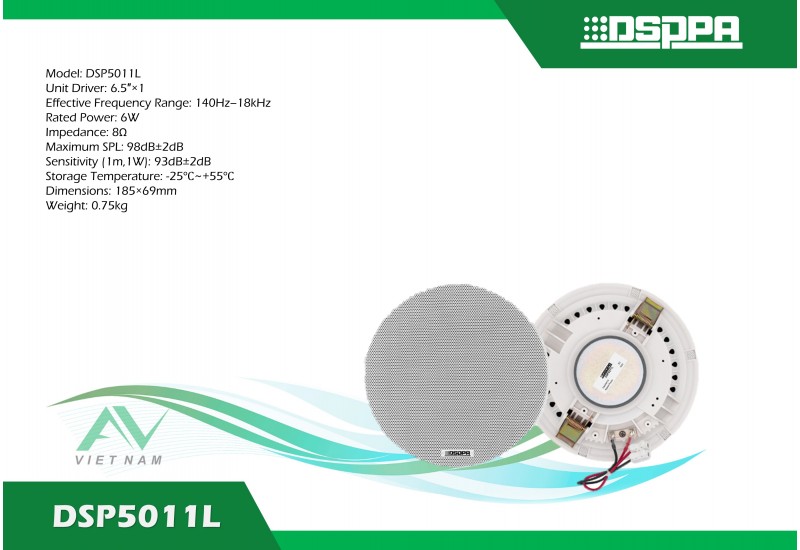 DSPPA DSP5011L - Loa âm trần không viền 6,5 inch 6W