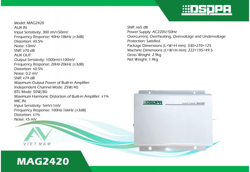 DSPPA MAG2420 - Thiết bị đầu cuối liên lạc nội bộ Dante
