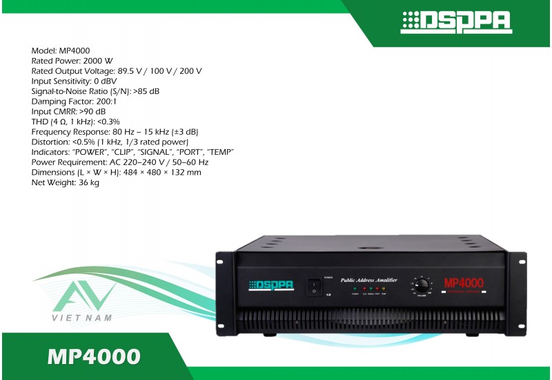 DSPPA MP4000 - Bộ khuếch đại 2000W